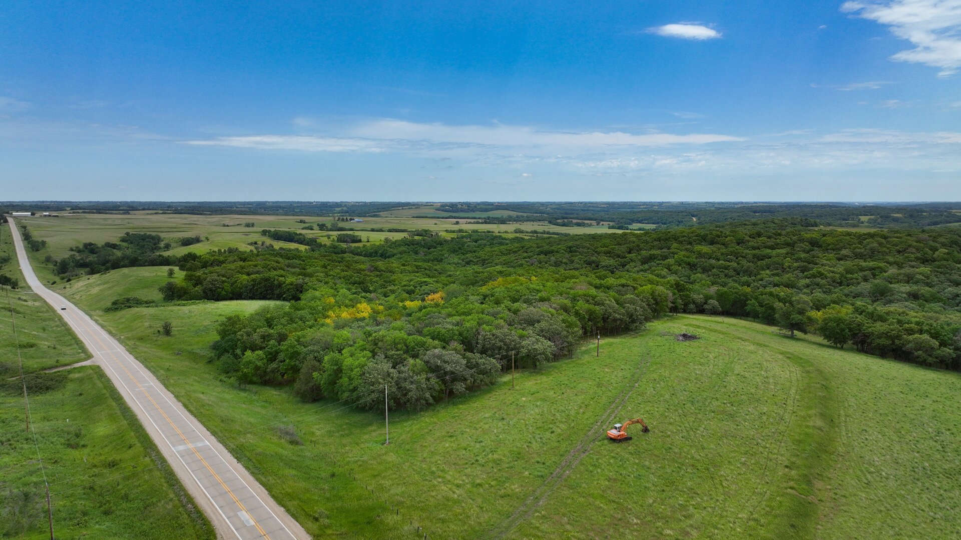Drone of timber and land with a bulldozer